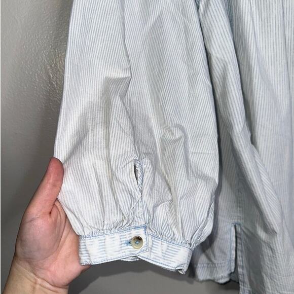 We The Free Oxford Swing Tunic Light Blue Striped Size Large Oversized Fit - Picture 7 of 8